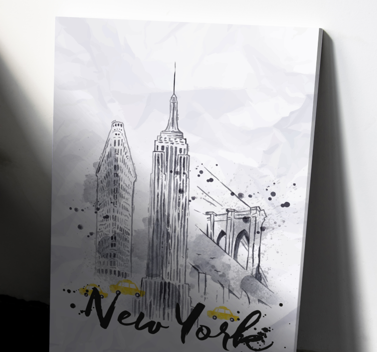 New york skyline illustration Kanvas städer och länder - Tenstickers