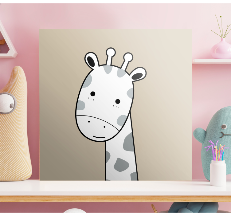 Nordiska beige giraff djur kanvastryck - Tenstickers