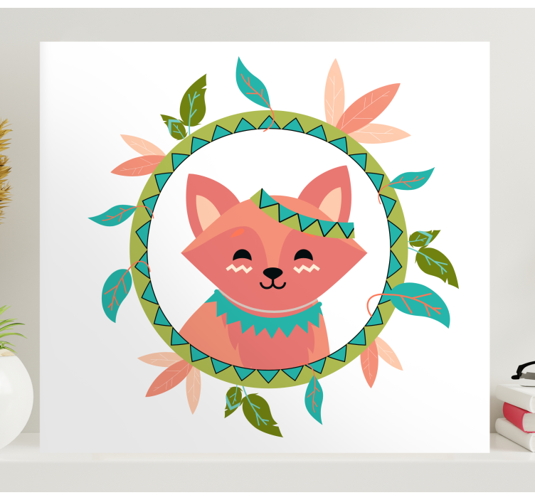 Nordic pink fox djur kanfas tryck - Tenstickers