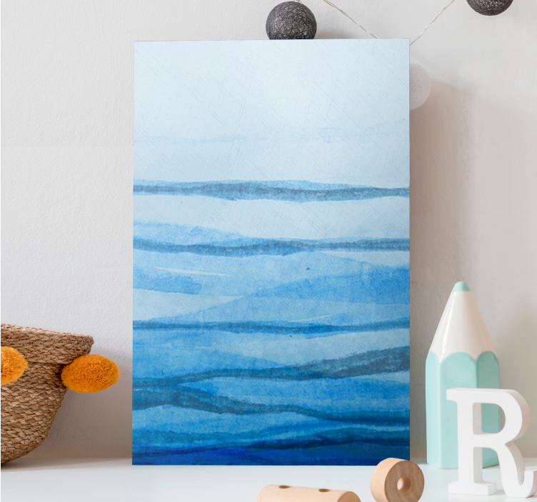 Ombre effekt stipes blå nyanser modern canvas - Tenstickers