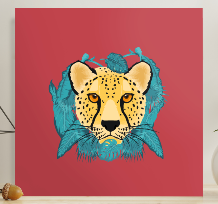 Orientalisk stil leopard grafisk djurcanvas tavla - Tenstickers
