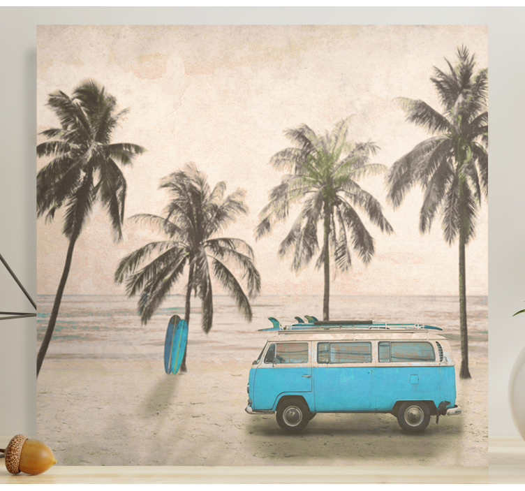 Personlig kanvas vintage surf van - Tenstickers