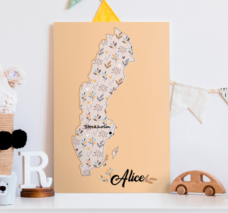 Personlig barnkarta över sverige canvas - Tenstickers