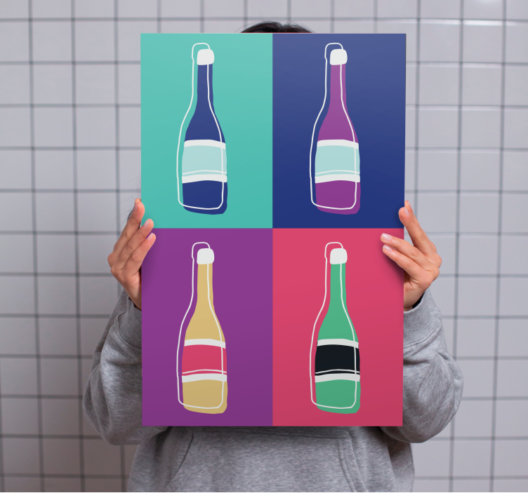 Popkonst abstrakt champagneflaska moderncanvas tavla - Tenstickers