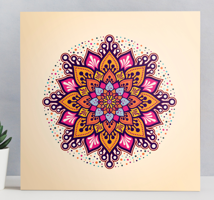 Regnbåge beige mandala canvas canvas tavla - Tenstickers
