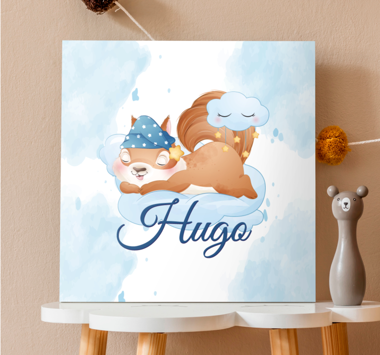 Söt ekorre för pojke med namn canvas - Tenstickers