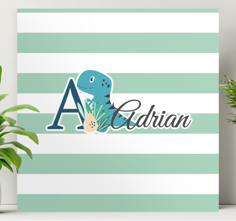 Söta djur dino med namn anpassadcanvas tavla - Tenstickers