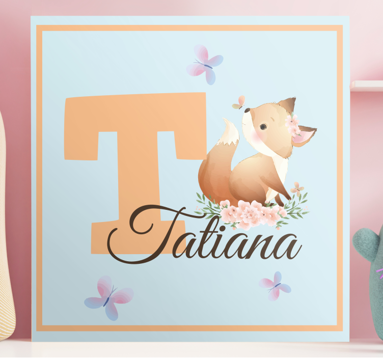 Söta djur räv med namn personligcanvas tavla - Tenstickers