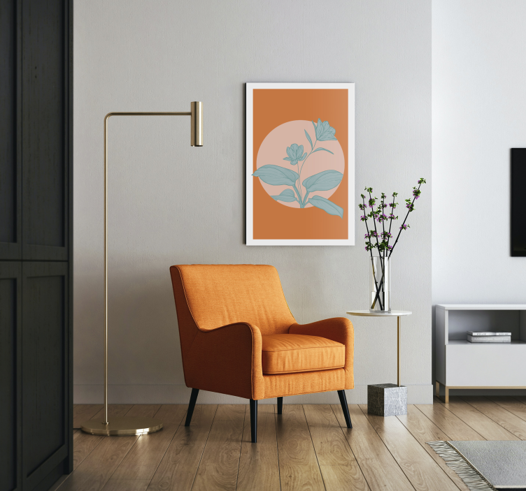 Orange stiliserad illustration Kanvas blommor och växter - Tenstickers