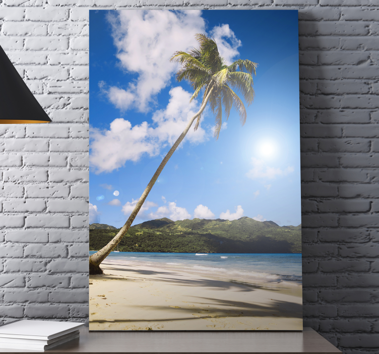 Strand sol palmer landskapcanvas tavla - Tenstickers