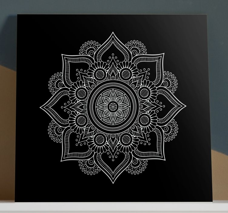 Svart och vitt mandala canvas canvas tavla - Tenstickers