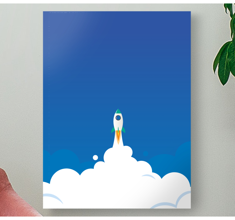 Tecknad lansering raket utrymme plantskolacanvas tavla - Tenstickers