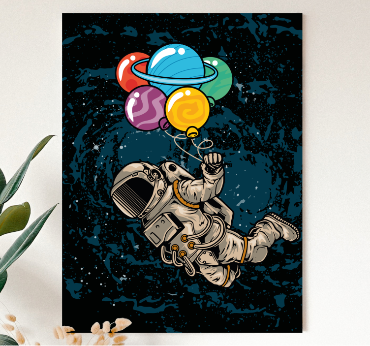 Videospel canvas tavla astronaut med ballonger - Tenstickers