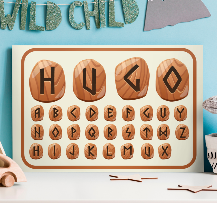 Viking alfabetet barn personlig canvas - Tenstickers