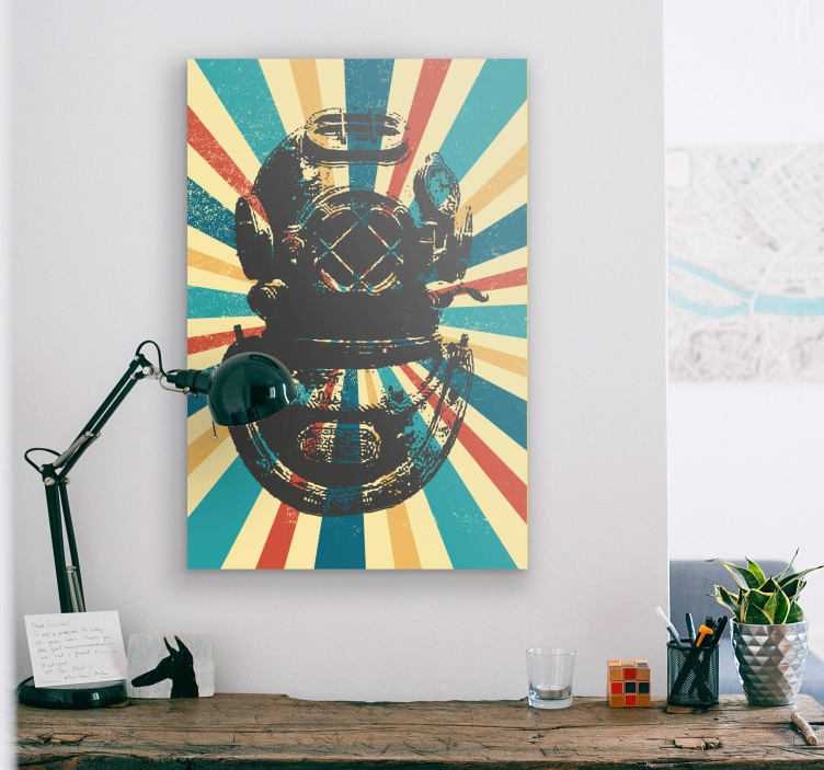 Vintage scuba diver canvas - Tenstickers