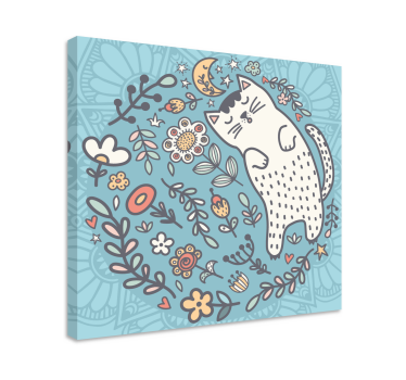 Bedårande katt mandala tryck canvas tavla - Tenstickers