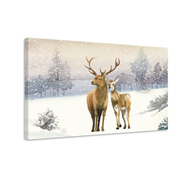 Familj hjort stagcanvas tavla tryck - Tenstickers
