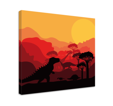 Dinosaurier jurassic landskap canvas tavla - Tenstickers