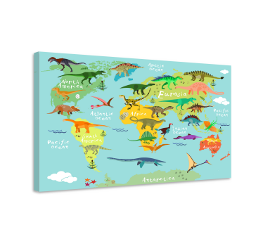 Dinosaurier världskartacanvas tavla canvas tavla för barn - Tenstickers