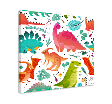 Glada dinosaurier för barn canvas tavla - Tenstickers