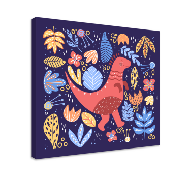 Tecknad barnlig dinosaurie canvas tavla - Tenstickers