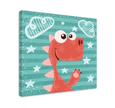 Glad tecknad dinosauriecanvas tavla för barn - Tenstickers