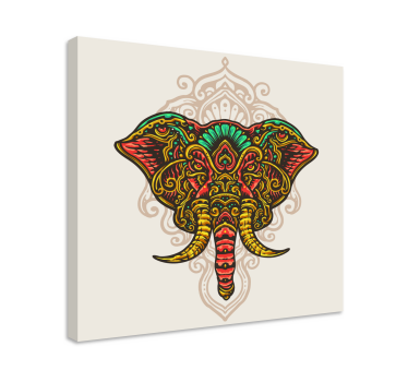 Mångfärgad indisk mandala elefantcanvas tavla konst - Tenstickers