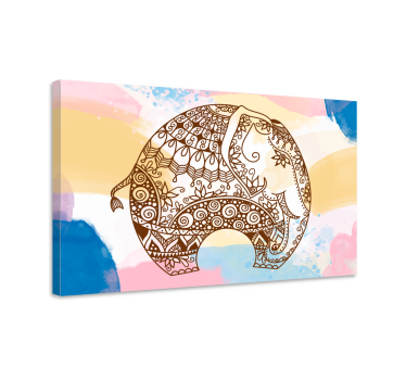 Mångfärgad blomma mandala elefantercanvas tavla konst - Tenstickers
