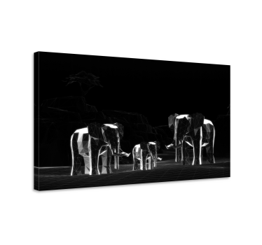 Grå elefanter 3d effekt elefantcanvas tavla konst - Tenstickers