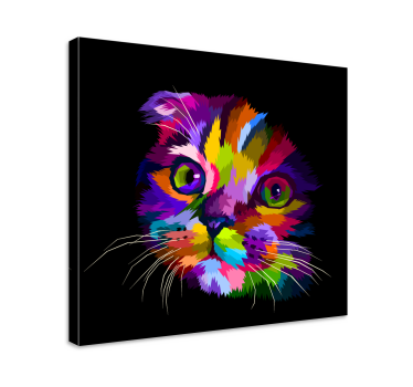 Målad regnbåge katt vägg konstcanvas tavla - Tenstickers