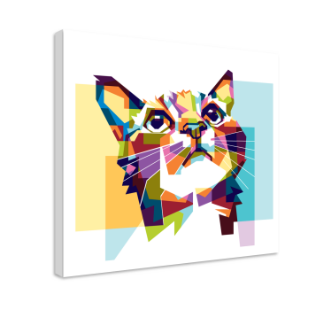 Geometrisk katt vägg konstcanvas tavla - Tenstickers