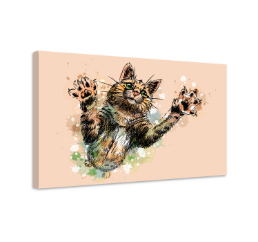 Söt målad kattväggkonstduk - Tenstickers