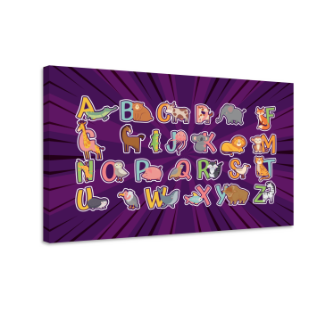 Djur engelska alfabetet för barn brev kanfas canvas tavla - Tenstickers
