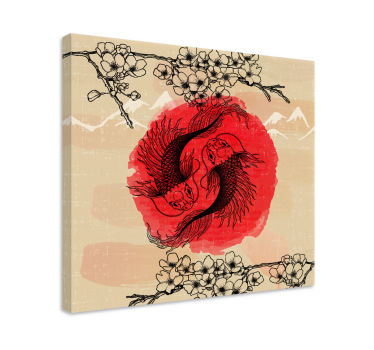 Ying yang fiskar fiskcanvas tavla konst - Tenstickers