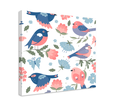 Blå fåglar mönster fågelcanvas tavla canvas tavla - Tenstickers