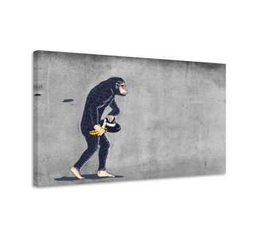 Banksy monkey med banan canvas konst - Tenstickers