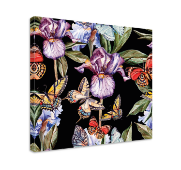 Känsliga blommor och fjärilcanvas tavla bild - Tenstickers