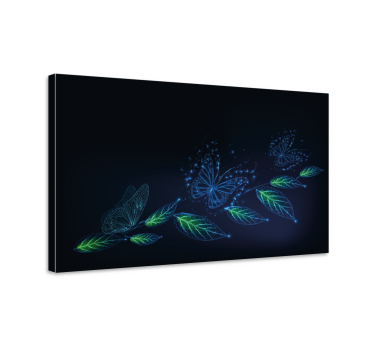 Neon blommor och fjärilcanvas tavla bild - Tenstickers