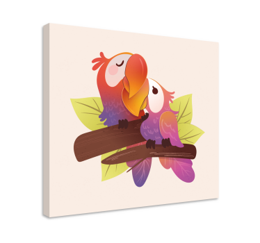 Kanvas katter kärleksfulla papegojor kramar - Tenstickers