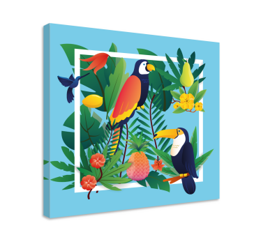 Tropiska fåglar med frukt fågelcanvas tavla canvas tavla - Tenstickers