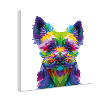 Yorkshire färgglada mönster hund canvas bilder - Tenstickers