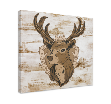 Trä stag djur kanvastryck - Tenstickers