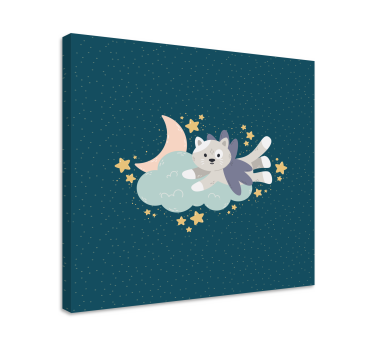 Katt och måne djur kanfas - Tenstickers