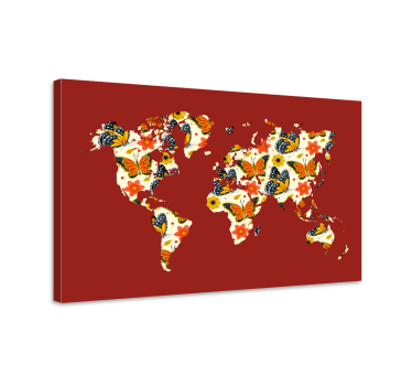 Fjäril världskarta konstcanvas tavla - Tenstickers
