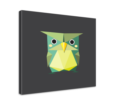 Geometrisk grön uggla Kanvas djur - Tenstickers