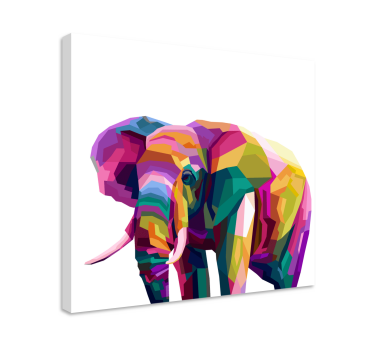 Flerfärgad realistisk elefantcanvas konst - Tenstickers