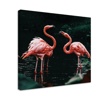 Kanvas fåglar flamingos vid skymning - Tenstickers