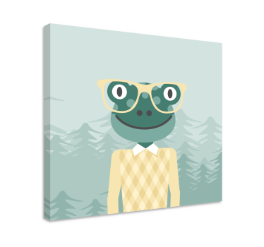 Flerfärgad groda med glasögon djur kanfas - Tenstickers