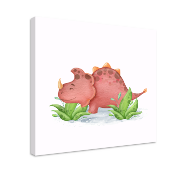 Dinosaurie röda horn dinausar canvas tavla - Tenstickers