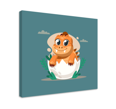 Söt kläckande bebisdinosaurie kanvas - Tenstickers
